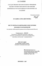 Инструменты планирования и обеспечения доходности предприятий - тема диссертации по экономике, скачайте бесплатно в экономической библиотеке