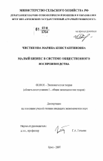 Малый бизнес в системе общественного воспроизводства - тема диссертации по экономике, скачайте бесплатно в экономической библиотеке