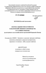 Система оценки эффективности сельскохозяйственного производства в условиях реформы - тема диссертации по экономике, скачайте бесплатно в экономической библиотеке