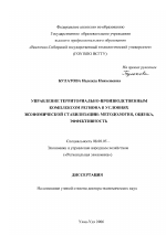 Управление территориально-производственным комплексом региона в условиях экономической стабилизации: методология, оценка, эффективность - тема диссертации по экономике, скачайте бесплатно в экономической библиотеке