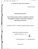 Инструменты и показатели устойчивого развития предприятия в аспекте управления основным и оборотным капиталом - тема диссертации по экономике, скачайте бесплатно в экономической библиотеке