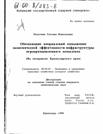 Обоснование направлений повышения экономической эффективности инфраструктуры агропромышленного комплекса - тема диссертации по экономике, скачайте бесплатно в экономической библиотеке