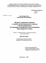 Модели совершенствования и оценки организационных структур систем управления - тема диссертации по экономике, скачайте бесплатно в экономической библиотеке