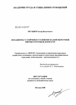 Механизмы устойчивого развития малой венчурной фирмы в промышленности - тема диссертации по экономике, скачайте бесплатно в экономической библиотеке