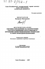 Формирование системы управления на макроуровне государственными программами и крупными инвестиционными проектами в сфере природопользования - тема диссертации по экономике, скачайте бесплатно в экономической библиотеке