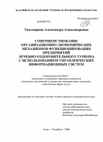 Совершенствование организационно-экономических механизмов функционирования предприятий лечебно-оздоровительного туризма с использованием управленческих информационных систем - тема диссертации по экономике, скачайте бесплатно в экономической библиотеке