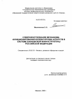 Совершенствование механизма функционирования коллекторских агентств в системе банковской инфраструктуры Российской Федерации - тема диссертации по экономике, скачайте бесплатно в экономической библиотеке
