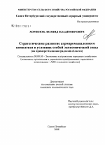 Стратегическое развитие агропромышленного комплекса в условиях особой экономической зоны - тема диссертации по экономике, скачайте бесплатно в экономической библиотеке