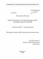 Рынок социальных услуг в общественном секторе экономики сельских территорий - тема диссертации по экономике, скачайте бесплатно в экономической библиотеке