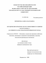 Методическое обеспечение оценки эффективности малого бизнеса - тема диссертации по экономике, скачайте бесплатно в экономической библиотеке