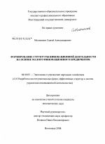 Формирование структуры инновационной деятельности на основе малого инновационного предприятия - тема диссертации по экономике, скачайте бесплатно в экономической библиотеке