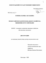 Риски развития макрорегионального хозяйства - тема диссертации по экономике, скачайте бесплатно в экономической библиотеке