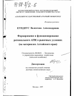 Формирование и функционирование регионального АПК в рыночных условиях - тема диссертации по экономике, скачайте бесплатно в экономической библиотеке