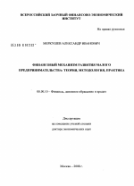 Финансовый механизм развития малого предпринимательства: теория, методология, практика - тема диссертации по экономике, скачайте бесплатно в экономической библиотеке