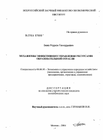 Механизмы эффективного управления ресурсами образовательной отрасли - тема диссертации по экономике, скачайте бесплатно в экономической библиотеке