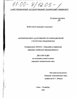 Формирование адаптивной организационной структуры предприятия - тема диссертации по экономике, скачайте бесплатно в экономической библиотеке