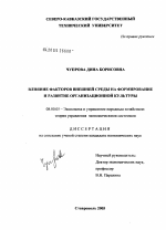 Влияние внешней среды на формирование организационной культуры - тема диссертации по экономике, скачайте бесплатно в экономической библиотеке