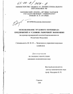 Использование трудового потенциала предприятий в условиях рыночной экономики - тема диссертации по экономике, скачайте бесплатно в экономической библиотеке