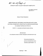 Моделирование экономико-информационной среды органов управления субъектом Российской Федерации - тема диссертации по экономике, скачайте бесплатно в экономической библиотеке