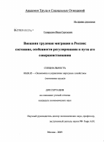 Внешняя трудовая миграция в России: состояние, особенности регулирования и пути его совершенствования - тема диссертации по экономике, скачайте бесплатно в экономической библиотеке