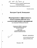Формирование и эффективность использования рабочей силы сельскохозяйственных предприятий - тема диссертации по экономике, скачайте бесплатно в экономической библиотеке