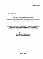 Организационно-экономические условия развития пенсионного обеспечения в Российской Федерации - тема диссертации по экономике, скачайте бесплатно в экономической библиотеке