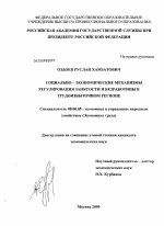 Социально-экономические механизмы регулирования занятости и безработицы в трудоизбыточном регионе - тема диссертации по экономике, скачайте бесплатно в экономической библиотеке