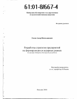 Разработка стратегии предприятий на формирующихся аграрных рынках - тема диссертации по экономике, скачайте бесплатно в экономической библиотеке