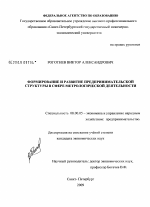 Формирование и развитие предпринимательской структуры в сфере метрологической деятельности - тема диссертации по экономике, скачайте бесплатно в экономической библиотеке