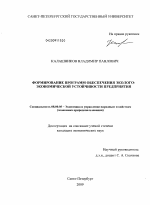 Формирование программ обеспечения эколого-экономической устойчивости предприятия - тема диссертации по экономике, скачайте бесплатно в экономической библиотеке