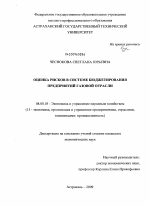 Оценка рисков в системе бюджетирования предприятий газовой отрасли - тема диссертации по экономике, скачайте бесплатно в экономической библиотеке