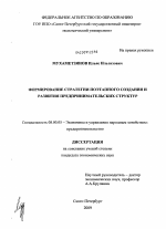 Формирование стратегии поэтапного создания и развития предпринимательских структур - тема диссертации по экономике, скачайте бесплатно в экономической библиотеке