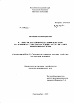 Стратегия адаптивного развития малого предпринимательства в условиях модернизации экономики региона - тема диссертации по экономике, скачайте бесплатно в экономической библиотеке