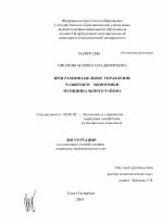 Программно-целевое управление развитием экономики муниципального района - тема диссертации по экономике, скачайте бесплатно в экономической библиотеке