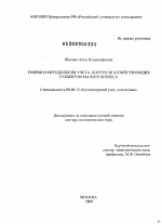 Теория и методология учета, контроля хозяйствующих субъектов малого бизнеса - тема диссертации по экономике, скачайте бесплатно в экономической библиотеке