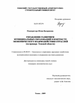 Управление развитием муниципальных образований в контексте экономического взаимодействия отраслей - тема диссертации по экономике, скачайте бесплатно в экономической библиотеке