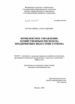 Комплексное управление хозяйственным риском на предприятиях индустрии туризма - тема диссертации по экономике, скачайте бесплатно в экономической библиотеке