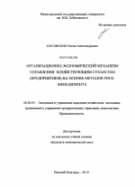 Организационно-экономический механизм управления хозяйствующим субъектом (предприятием) на основе методов риск-менеджмента - тема диссертации по экономике, скачайте бесплатно в экономической библиотеке