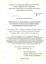 Формирование и эффективность использования трудовых ресурсов в сельскохозяйственных предприятиях Ивановской области - тема диссертации по экономике, скачайте бесплатно в экономической библиотеке
