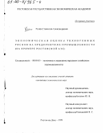 Экономическая оценка техногенных рисков на предприятиях промышленности - тема диссертации по экономике, скачайте бесплатно в экономической библиотеке