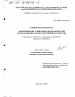 Формирование социально-экономической среды развития малого предпринимательства - тема диссертации по экономике, скачайте бесплатно в экономической библиотеке