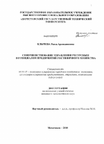 Совершенствование управления ресурсным потенциалом предприятий гостиничного хозяйства - тема диссертации по экономике, скачайте бесплатно в экономической библиотеке