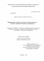 Формирование и развитие малого и среднего бизнеса в сельском хозяйстве Республики Таджикистан - тема диссертации по экономике, скачайте бесплатно в экономической библиотеке