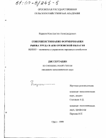 Совершенствование формирования рынка труда в АПК Орловской области - тема диссертации по экономике, скачайте бесплатно в экономической библиотеке