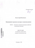 Формирование и развитие кластеров в экономике региона - тема диссертации по экономике, скачайте бесплатно в экономической библиотеке