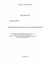 Управление муниципальным уровнем в современной России - тема диссертации по экономике, скачайте бесплатно в экономической библиотеке