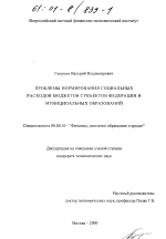 Проблемы нормирования социальных расходов бюджетов субъектов Федерации и муниципальных образований - тема диссертации по экономике, скачайте бесплатно в экономической библиотеке