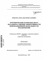 Формирование комплексного механизма оценки эффективности инновационной деятельности предприятий - тема диссертации по экономике, скачайте бесплатно в экономической библиотеке