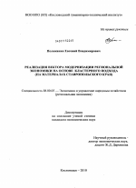 Реализация вектора модернизации региональной экономики на основе кластерного подхода - тема диссертации по экономике, скачайте бесплатно в экономической библиотеке