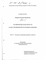 Планирование деятельности малых предприятий Республики Мордовия - тема диссертации по экономике, скачайте бесплатно в экономической библиотеке
